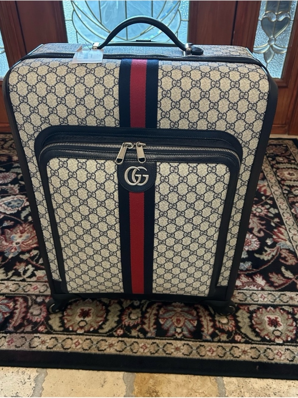 Gucci Savoy, GG Supreme suitcase, iconic blue/red web stripe made in Italy - Picture 2 of 12